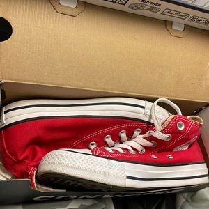I am selling red converse size 6 in women I have only worn these 4 times